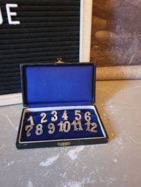 Alpacca zilveren tafelnummers glasnummers in doosje