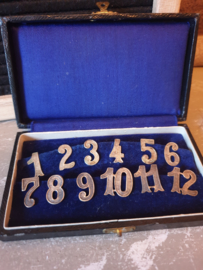 Alpacca zilveren tafelnummers glasnummers in doosje
