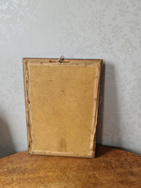 Oude brocante prent papavers in keulse vaas