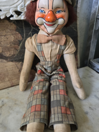 Oude vintage stoffen clown pop