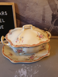 Soepterrine met onderbord Victorian Johnson Bros