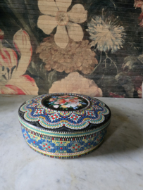 Antiek blikken kraaltjes koektrommel