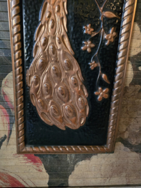 Vintage koperen pauw wanddecoratie