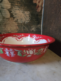 Diepe ronde emaille schaal