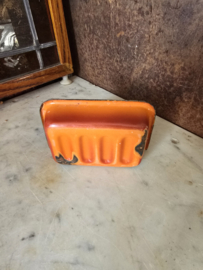 Rood oranje emaille zeepbakje