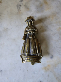 Oude messing deurklopper victoriaanse dame