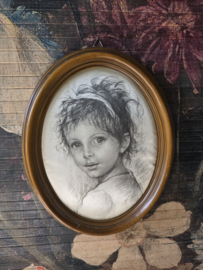 Vintage portret jong meisje op zijde