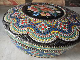 Antiek blikken kraaltjes koektrommel