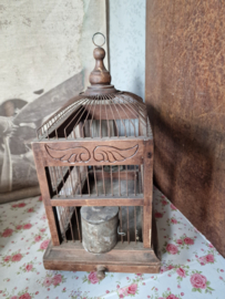 Antiek houten vogelkooitje