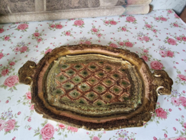 Oud bewerkt houten dienblad nr1