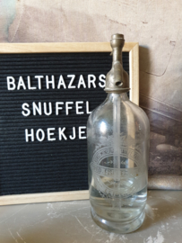 Oude glazen spuitfles sodafles fischer&co Leiden