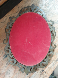 Antiek ovale koperen barok lijst bolglas