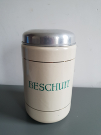 Crème emaille beschuitbus gouden bies