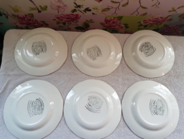 Zes roze engelse ontbijtborden wedgwood asiatic pheasants