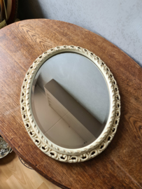 Wit brocante houten spiegel