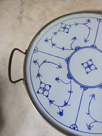 Oud blauw saks dienblad