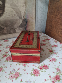 Oud rood blikken spaardoos Stuivers