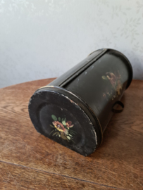 Oude blikken beschuit trommel roldeksel