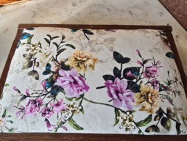 Oud eiken voetenbankje brocante rozen