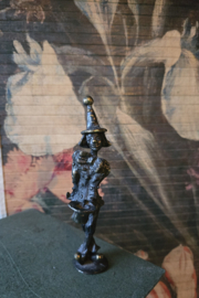 Bronzen beeldje clown met hoed