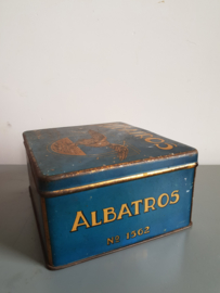 Oud blauw sigarenblik albatros