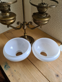 Antiek dubbele koperen olielamp