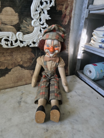 Oude vintage stoffen clown pop