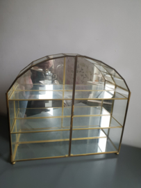 Prachtig uniek antiek halfrond vitrinekastje spiegelkastje pronkkastje