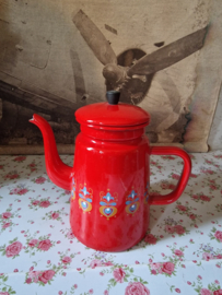 Rood emaille grandmere koffiepot