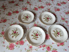 Brocante petit four schaaltjes roze roos