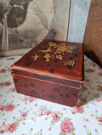 Houten lakdoos Japan vogels