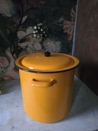 Vintage oranje emaille pan Japy