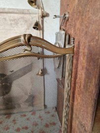 Antiek messing haardscherm vonkenvanger