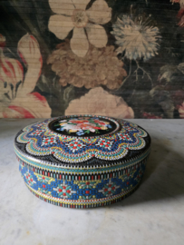 Antiek blikken kraaltjes koektrommel