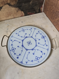 Oud blauw saks dienblad