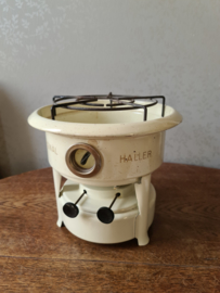 Creme emaille petroleumstel Haller