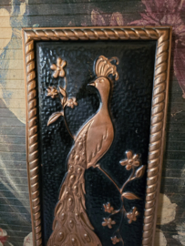 Vintage koperen pauw wanddecoratie