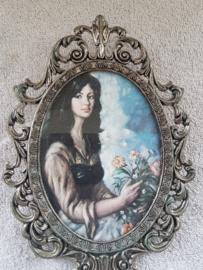 Ovaal oud barok lijstje fotolijstje zilverkleurig