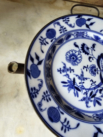 Antiek warmhoudbord meissen blue onion