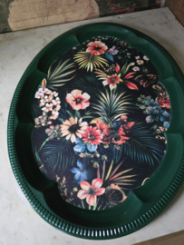 Ovaal metalen dienblad bloemen paradijs nr2