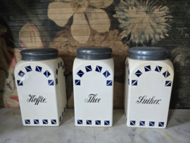 Antieke koffie thee suiker potten