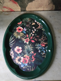 Ovaal metalen dienblad bloemen paradijs nr1