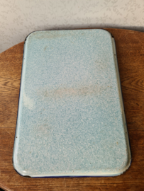 Wit emaille dienblad blauwe bies