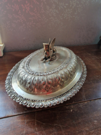 Antiek verzilverde dekschaal cloche