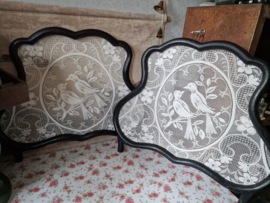Set antiek zwart houten raamhorren vogels nr44