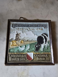 Tegeltje eendracht maakt macht porceleyne fles Delft