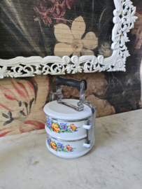 Emaille rantang etensdrager bloemen