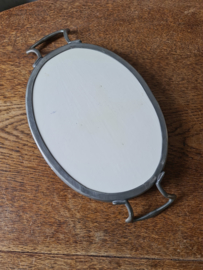 Antiek ovaal porseleinen dienblad delfts blauw