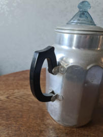 Aluminium pruttelpot koffie glazen knop