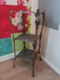Antiek koperen barok tafeltje plantentafel
